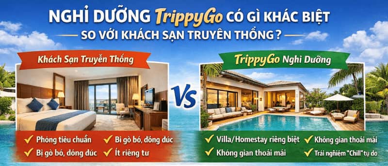 Nghỉ dưỡng TrippyGo có gì khác biệt so với khách sạn truyền thống?
